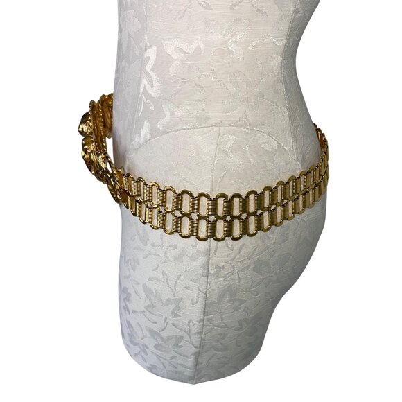 Vintage Womens Chain Belt One Size Metal Tiger Lion Elephant Head Waist Hip Rare - Picture 4 of 16